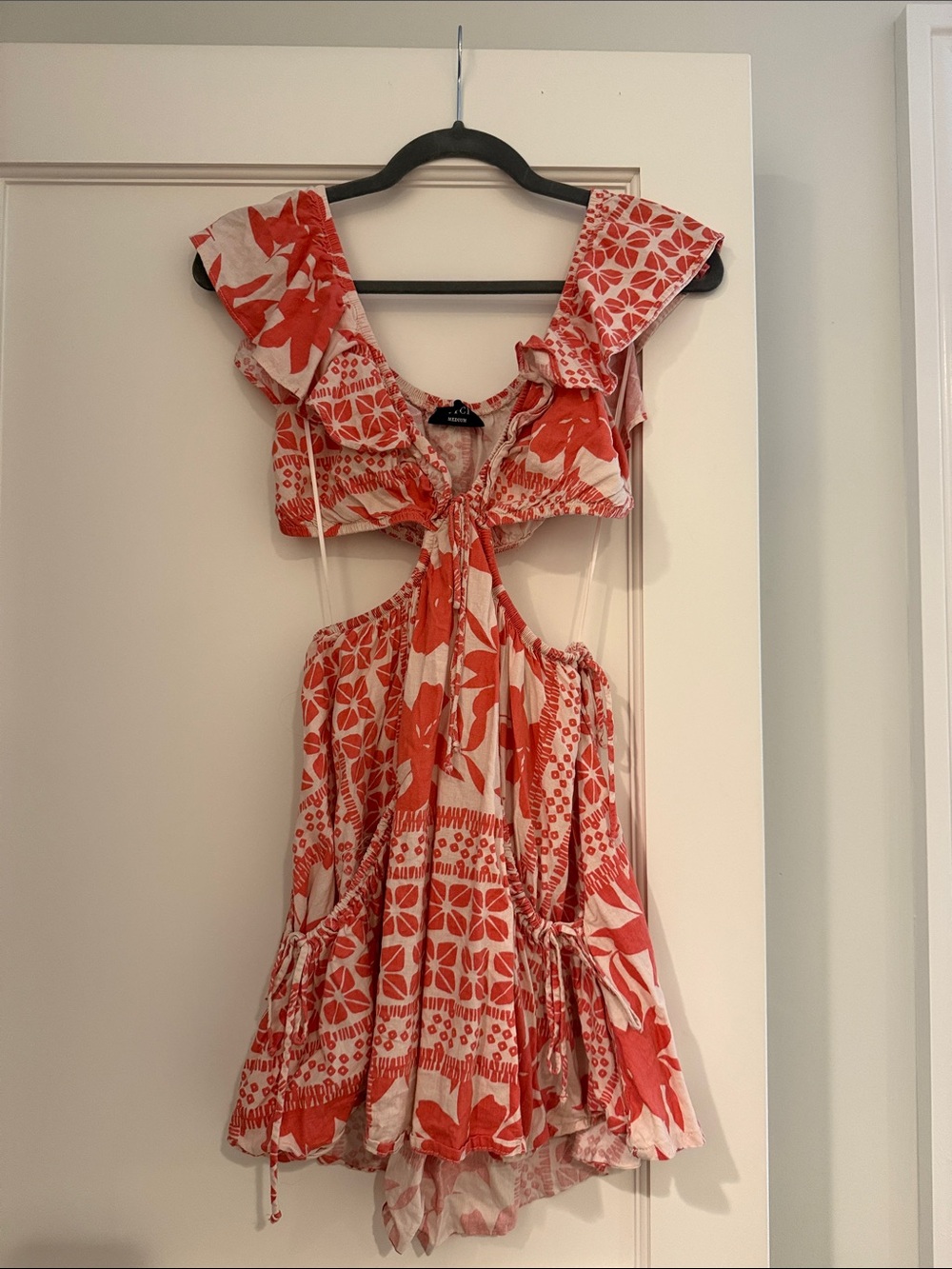 VICI Red and Ivory Floral Cutout Sundress